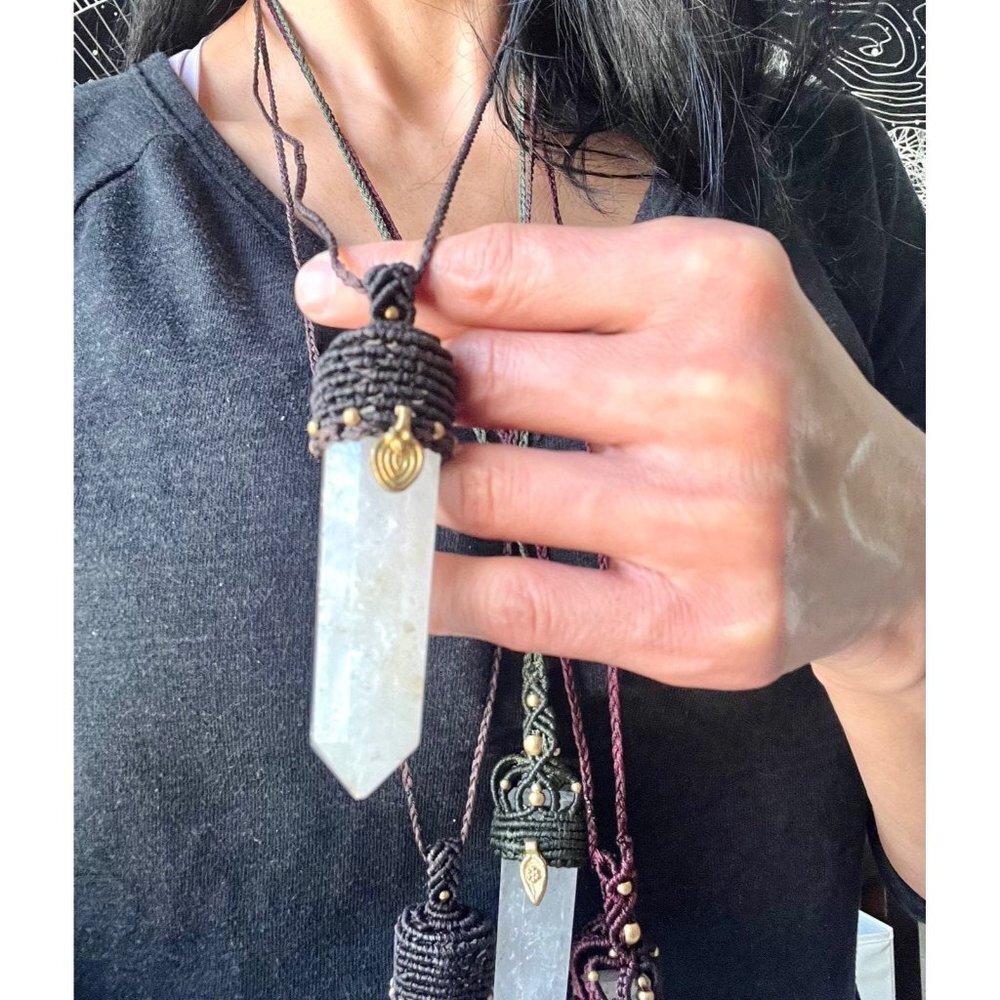 Braided Hemp + ST Quartz Power Pendant Necklace - Picture 5 of 9